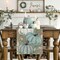 Pumpkins Eucalyptus Leaves Fall Table Runner - 13x72 Inch (Wood-Blue)